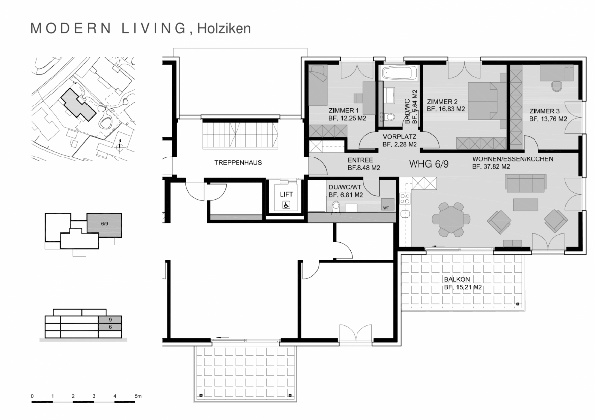 Plan 1./2. Obergeschoss 4 ½-Zimmer-Wohnungen 6/9